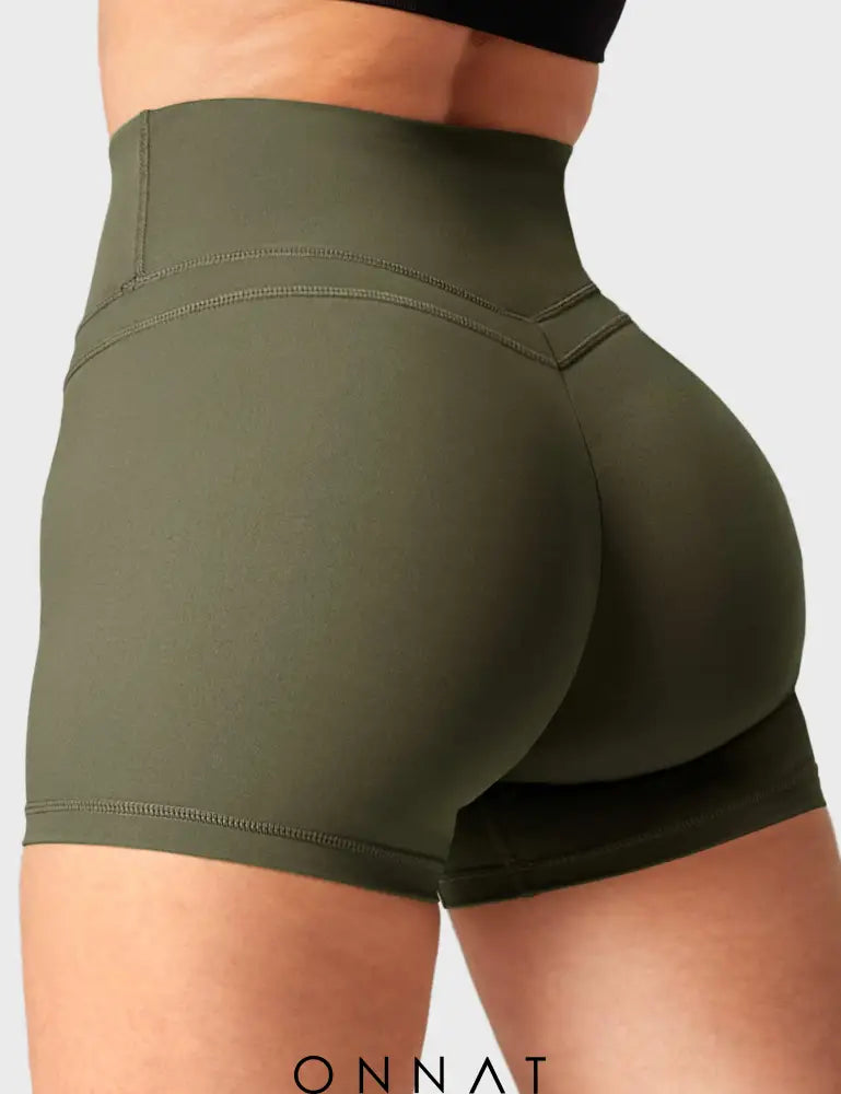 Onnat Buttery High Waisted Shorts Olive / S