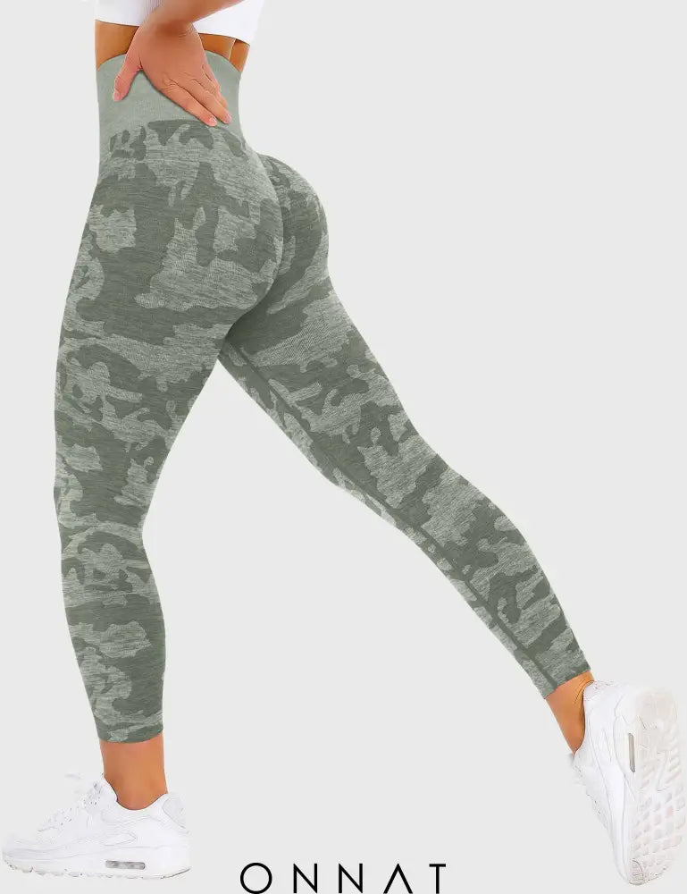 Onnat Camo Seamless Leggings Khaki Green / Xs