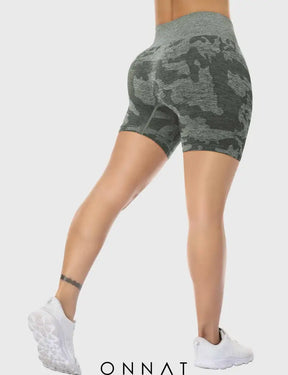 Onnat Camo Seamless Shorts Khaki Green / Xs