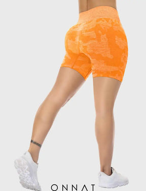 Onnat Camo Seamless Shorts Orange / Xs