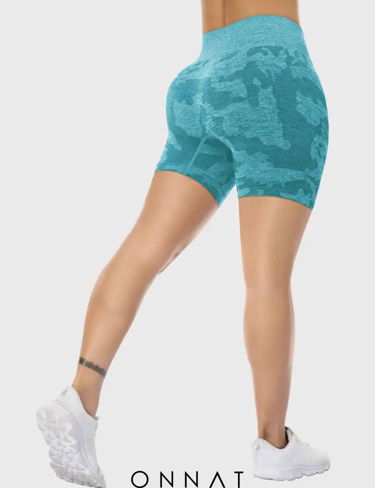 Onnat Camo Seamless Shorts Teal / Xs