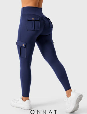 Onnat Cargo Scrunch Leggings With Pockets Dark Blue / S