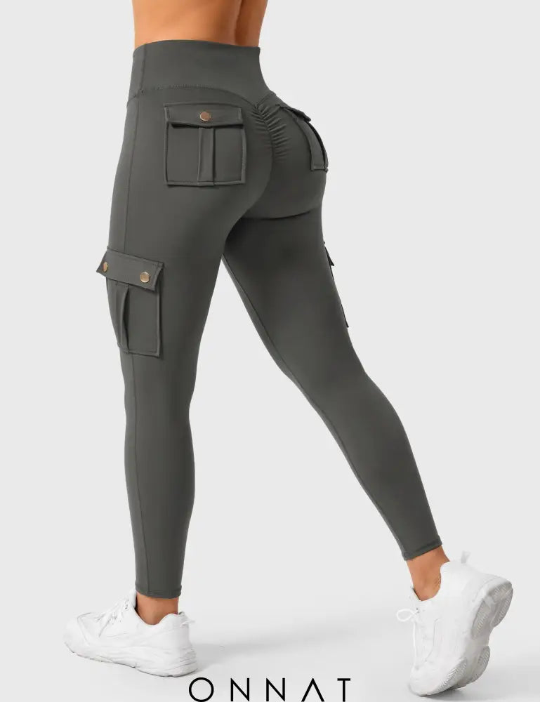 Onnat Cargo Scrunch Leggings With Pockets Dark Grey / S