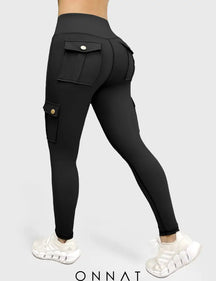 Onnat Cargo Workout Leggings With Pockets Black / S