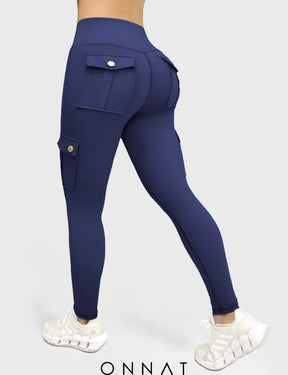 Onnat Cargo Workout Leggings With Pockets Dark Blue / S