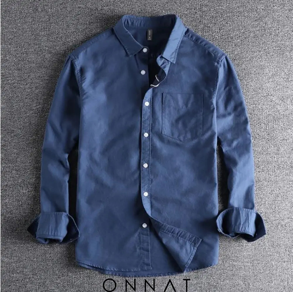 Onnat Cotton Premium Long Sleeve Shirt Blue / M Menswear