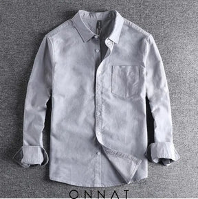 Onnat Cotton Premium Long Sleeve Shirt Gray / M Menswear