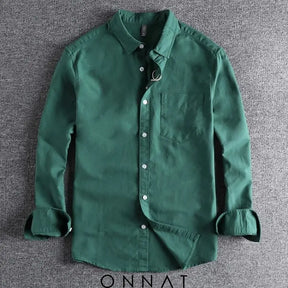 Onnat Cotton Premium Long Sleeve Shirt Green / M Menswear