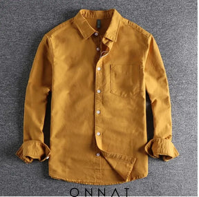 Onnat Cotton Premium Long Sleeve Shirt Yellow / M Menswear