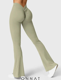 Onnat Daze V-Back Flare Leggings Bean Green / S