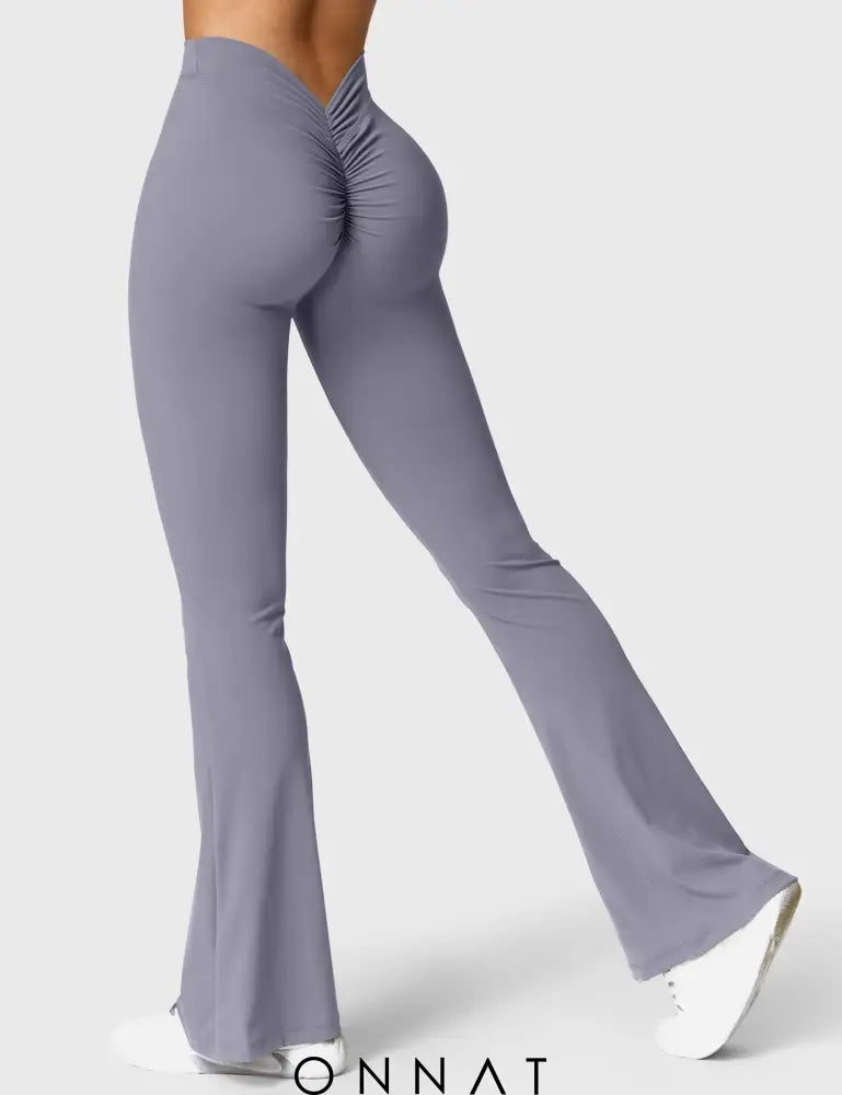 Onnat Daze V-Back Flare Leggings Blue Grey / S