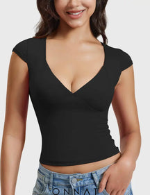 Onnat Diva V Neck Top Black / S Tops