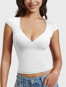 Onnat Diva V Neck Top White / S Tops