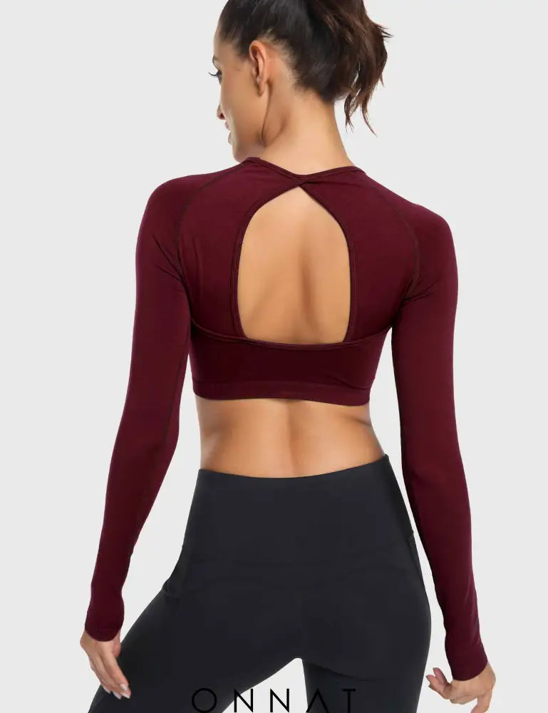 Onnat Dora Open Back Long Sleeves Rosewood / S Tops