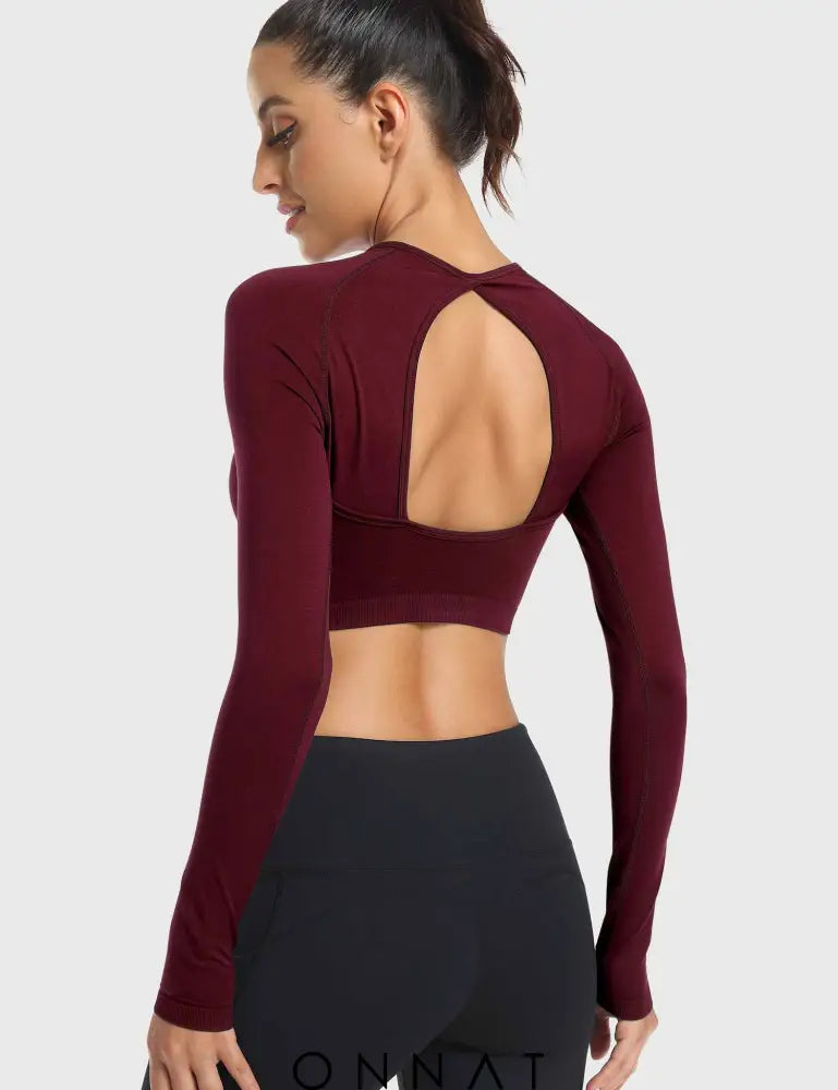 Onnat Dora Open Back Long Sleeves Tops