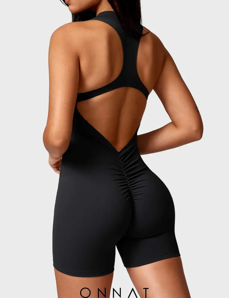 Onnat Emma Backless Zipper Romper Jumpsuits