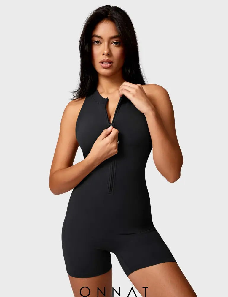 Onnat Emma Backless Zipper Romper Jumpsuits