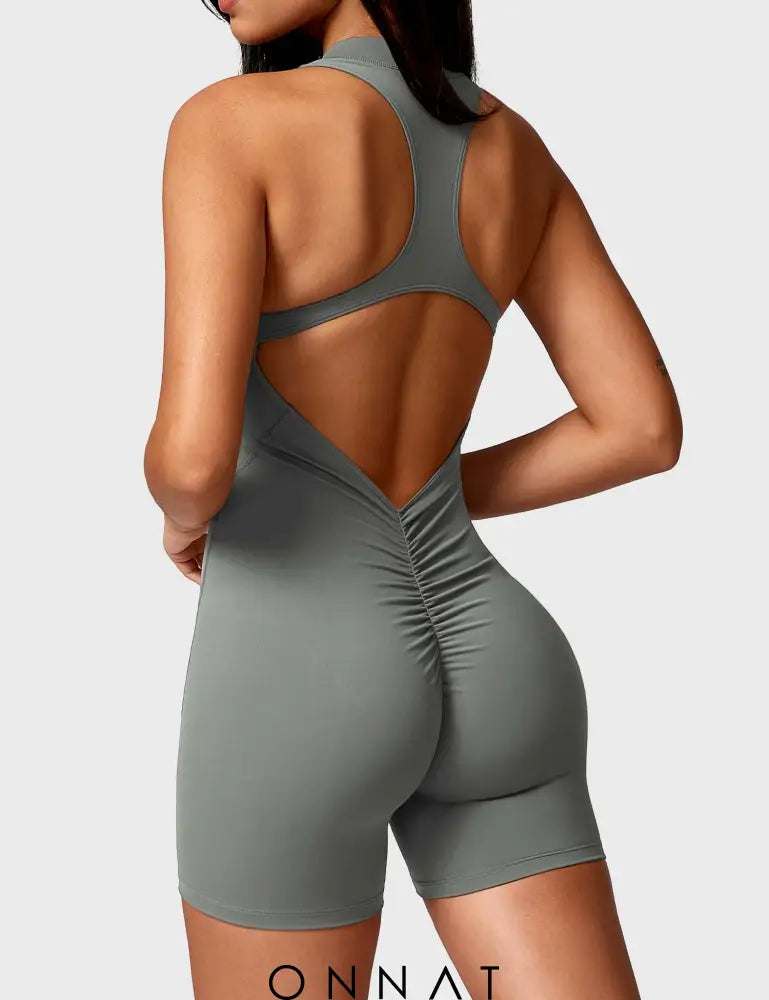 Onnat Emma Backless Zipper Romper Jumpsuits