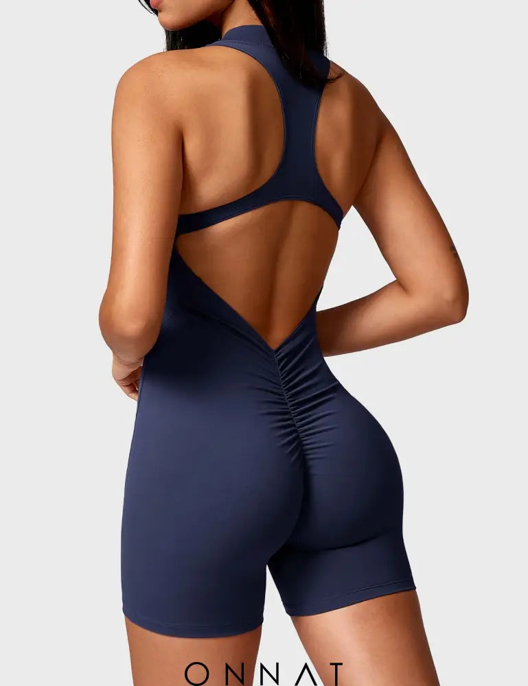 Onnat Emma Backless Zipper Romper Jumpsuits