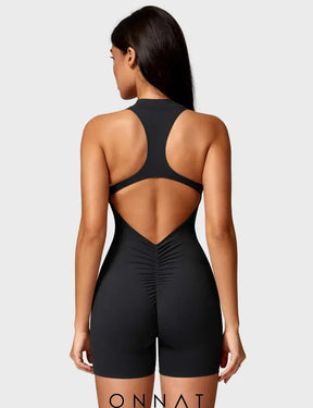 Onnat Emma Backless Zipper Romper Jumpsuits