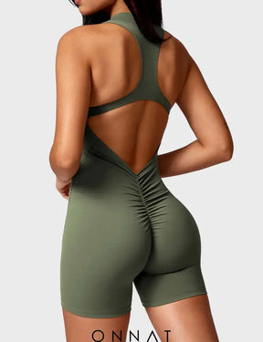 Onnat Emma Backless Zipper Romper Jumpsuits