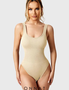 Onnat Glowy One Piece Workout Bodysuit Beige / S Jumpsuits