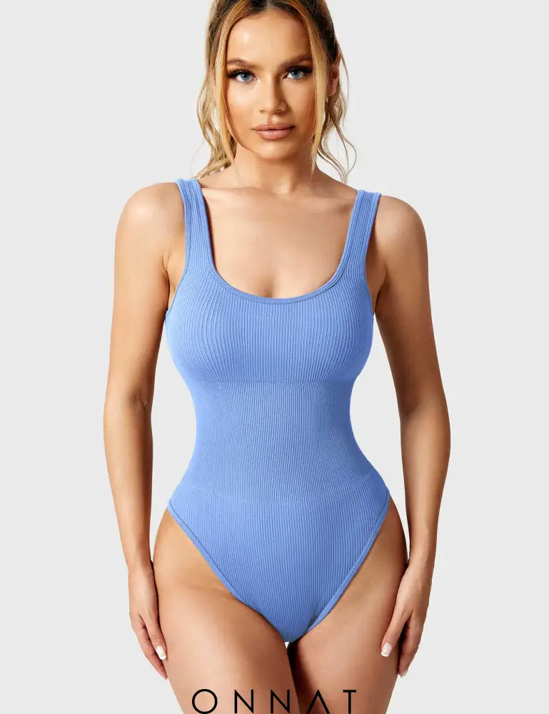 Onnat Glowy One Piece Workout Bodysuit Light Blue / S Jumpsuits