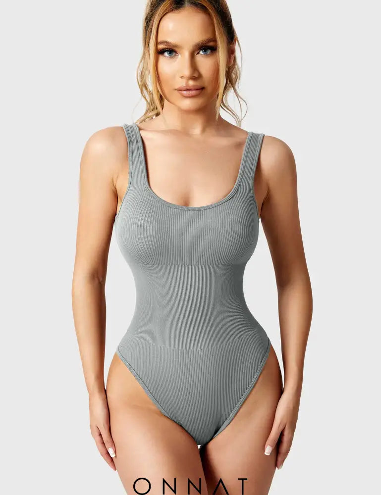 Onnat Glowy One Piece Workout Bodysuit Light Grey / S Jumpsuits