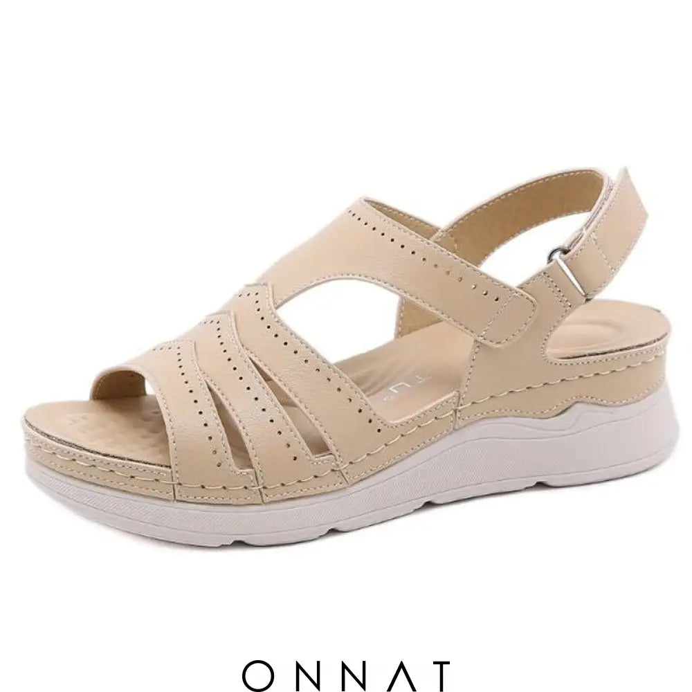 Onnat Ladies Breathable Casual Comfortable Adjustable Backstrap Sandals Beige / 36