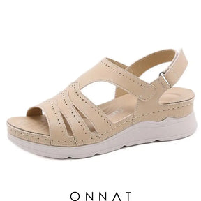 Onnat Ladies Breathable Casual Comfortable Adjustable Backstrap Sandals Beige / 36