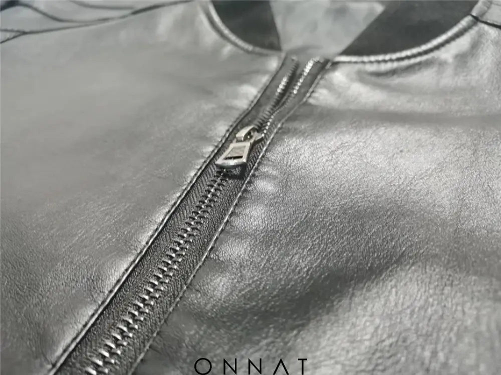 Onnat Leather Baseball Jacket Menswear