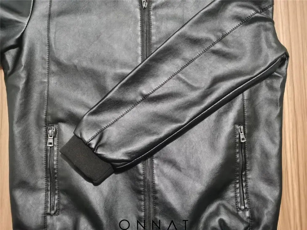 Onnat Leather Baseball Jacket Menswear