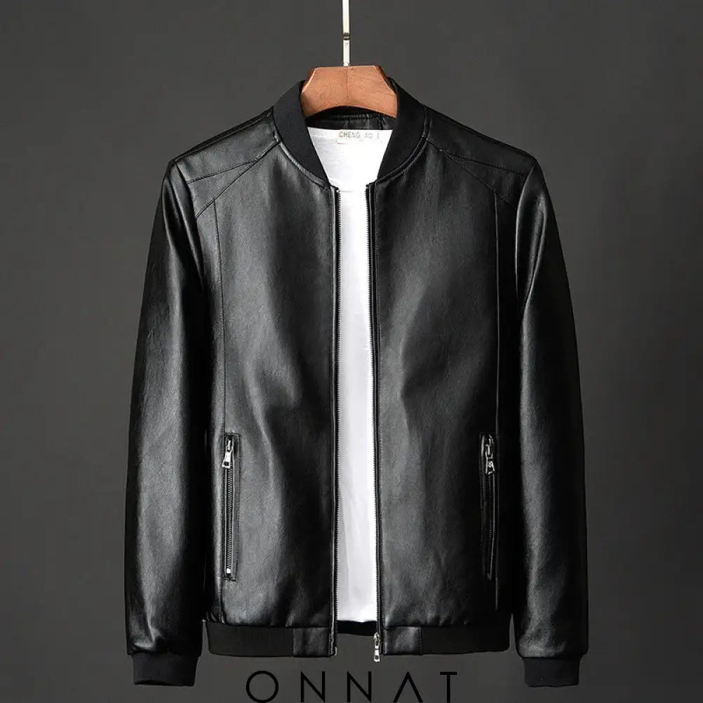 Onnat Leather Baseball Jacket Menswear