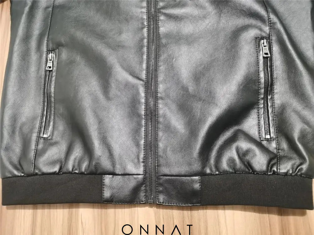 Onnat Leather Baseball Jacket Menswear