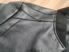 Onnat Leather Baseball Jacket Menswear