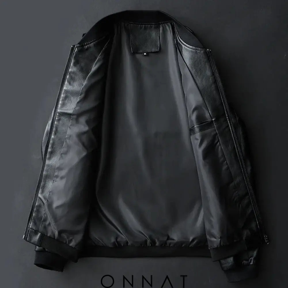 Onnat Leather Baseball Jacket Menswear