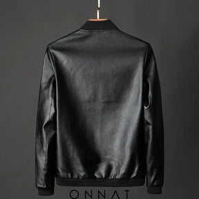 Onnat Leather Baseball Jacket Menswear