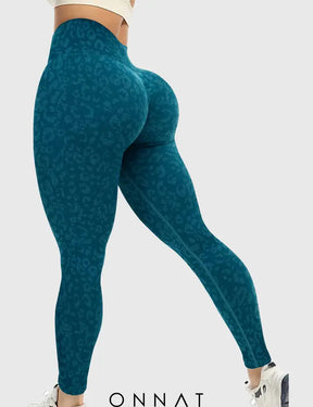 Onnat Leopard Seamless Leggings Bright Blue / S