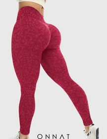 Onnat Leopard Seamless Leggings Red / S