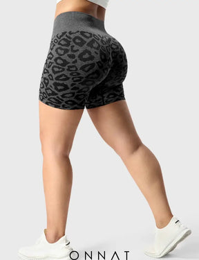 Onnat Leopard Seamless Shorts Black / Xs