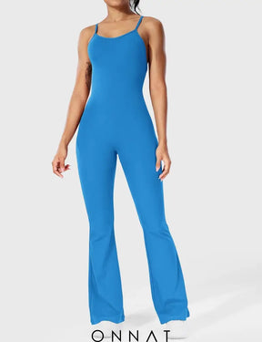 Onnat Liza V-Back Cross Flared Jumpsuit Jumpsuits