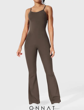 Onnat Liza V-Back Cross Flared Jumpsuit Jumpsuits