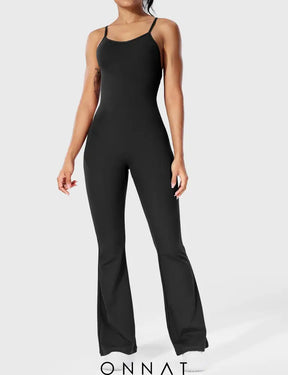 Onnat Liza V-Back Cross Flared Jumpsuit Jumpsuits