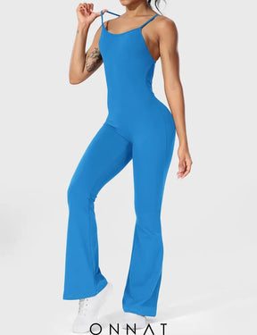 Onnat Liza V-Back Cross Flared Jumpsuit Jumpsuits