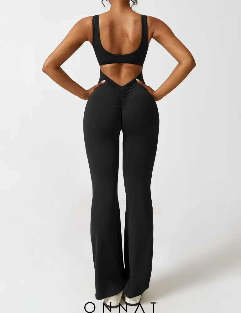 Onnat Lizvette V-Back Jumpsuit Flared / Black Xs Jumpsuits