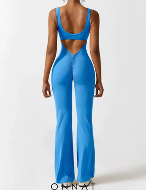 Onnat Lizvette V-Back Jumpsuit Flared / Blue Xs Jumpsuits