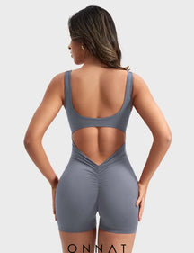 Onnat Lizvette V-Back Romper Blue Grey / Xs Jumpsuits