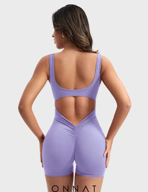 Onnat Lizvette V-Back Romper Light Purple / Xs Jumpsuits