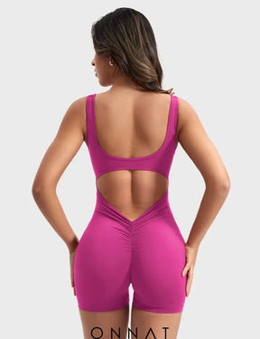 Onnat Lizvette V-Back Romper Rose / Xs Jumpsuits