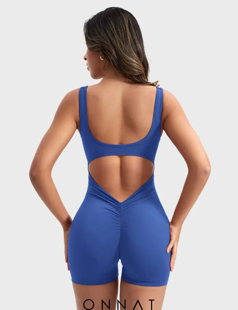 Onnat Lizvette V-Back Romper Royal Blue / Xs Jumpsuits